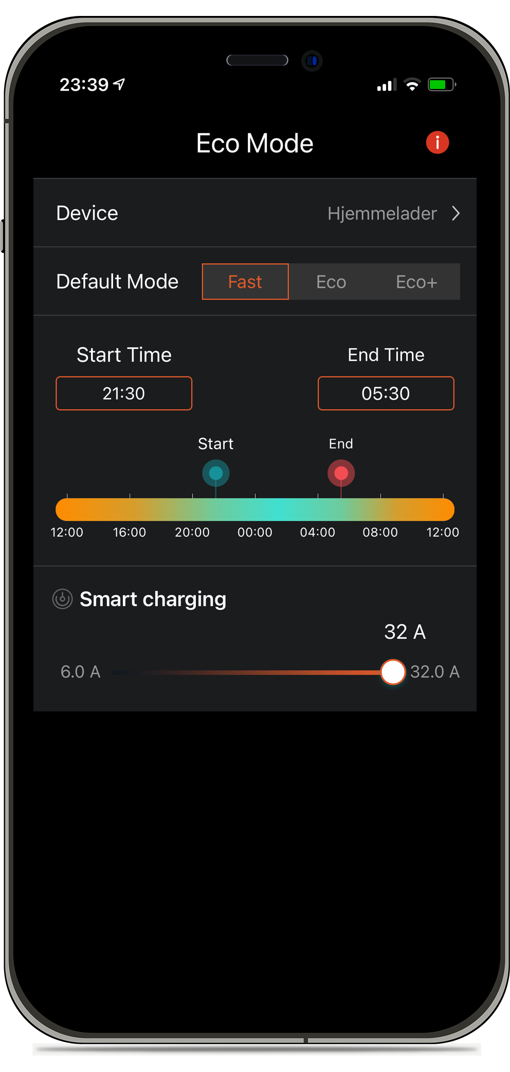 Mobiltelefon med EMES app åpen